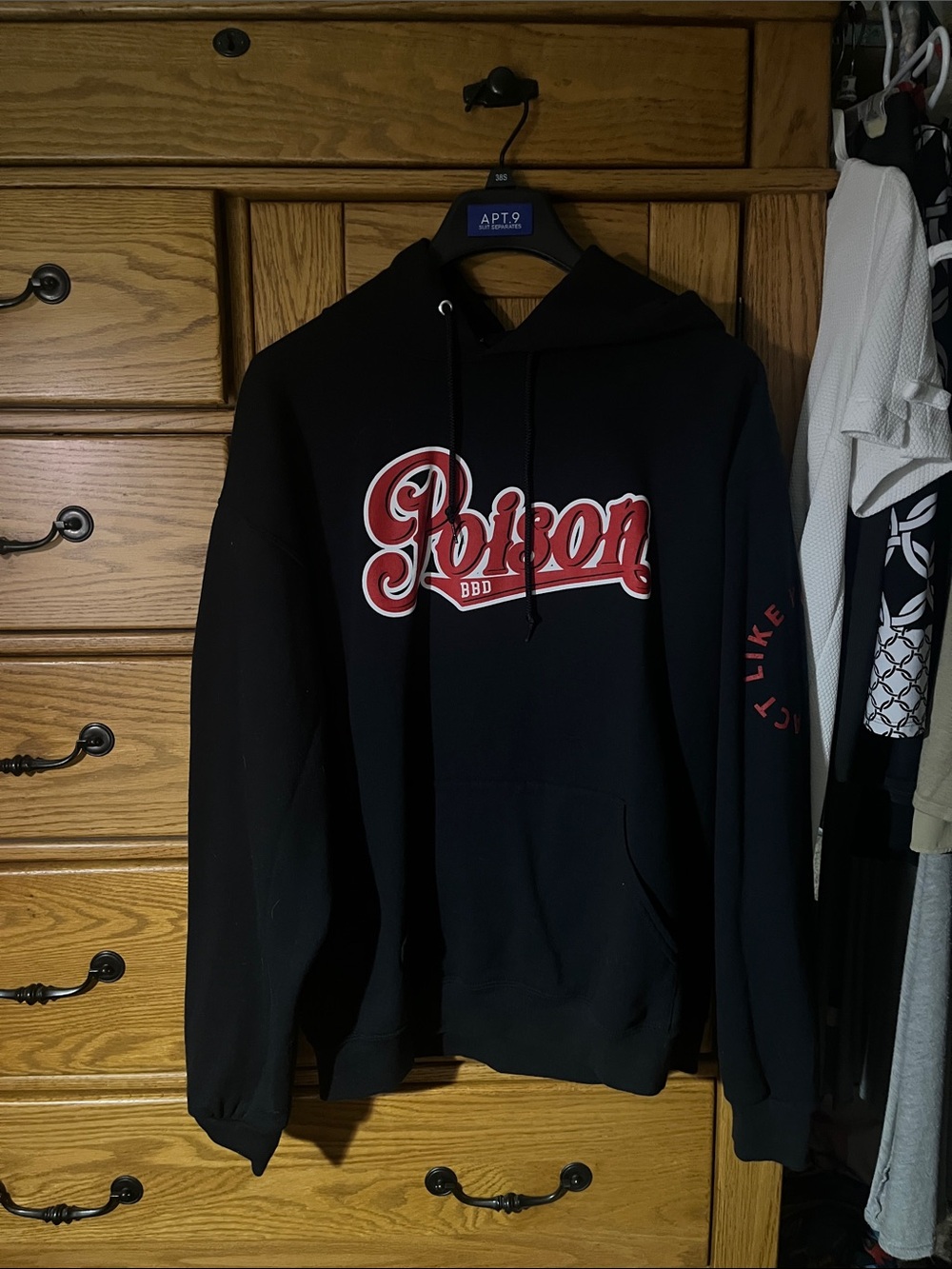 BBD concert Black Hoodie with Red 'Poison' Script Logo